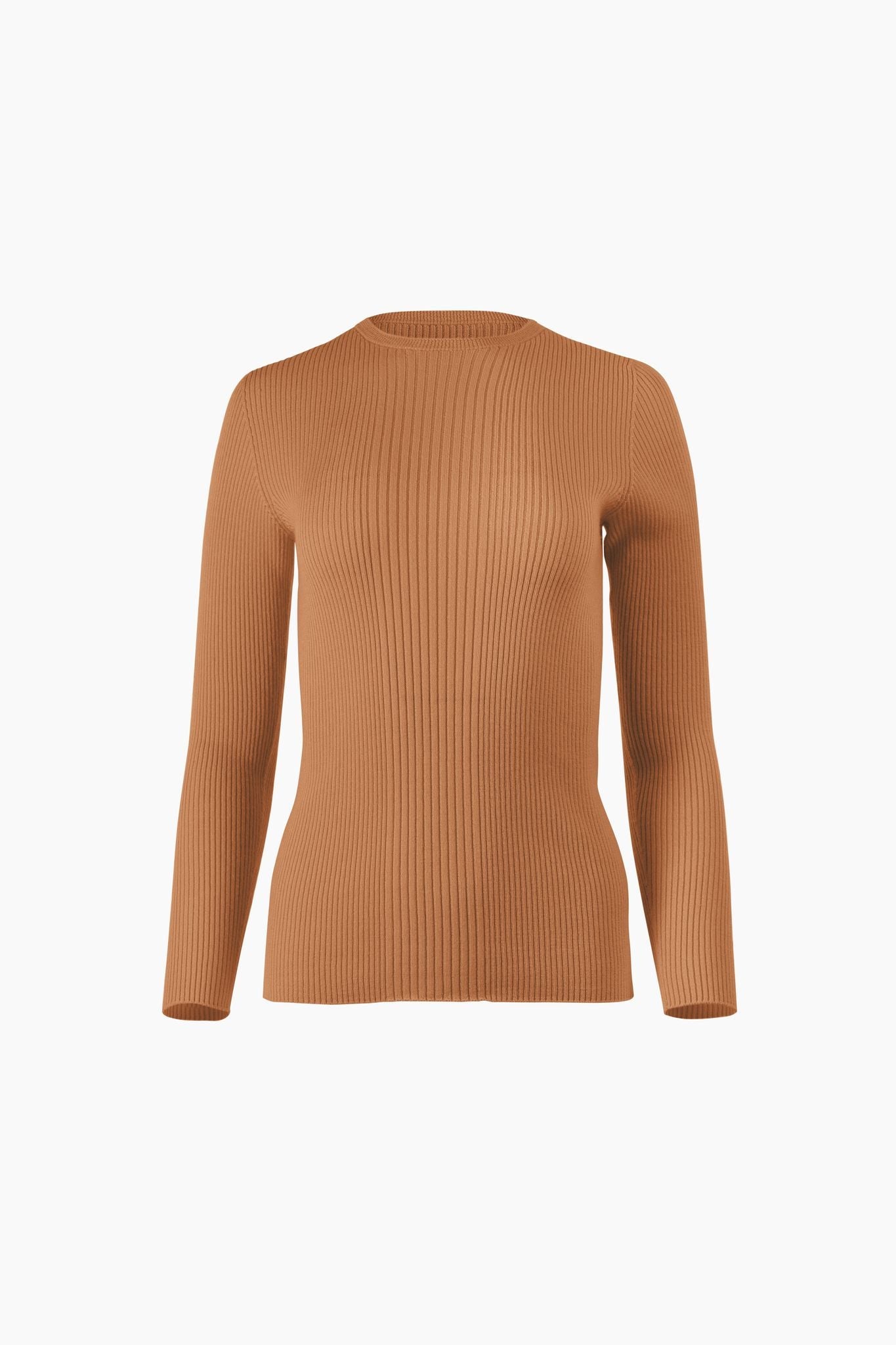 KASS CREW RIBBED PULLOVER - CAMEL