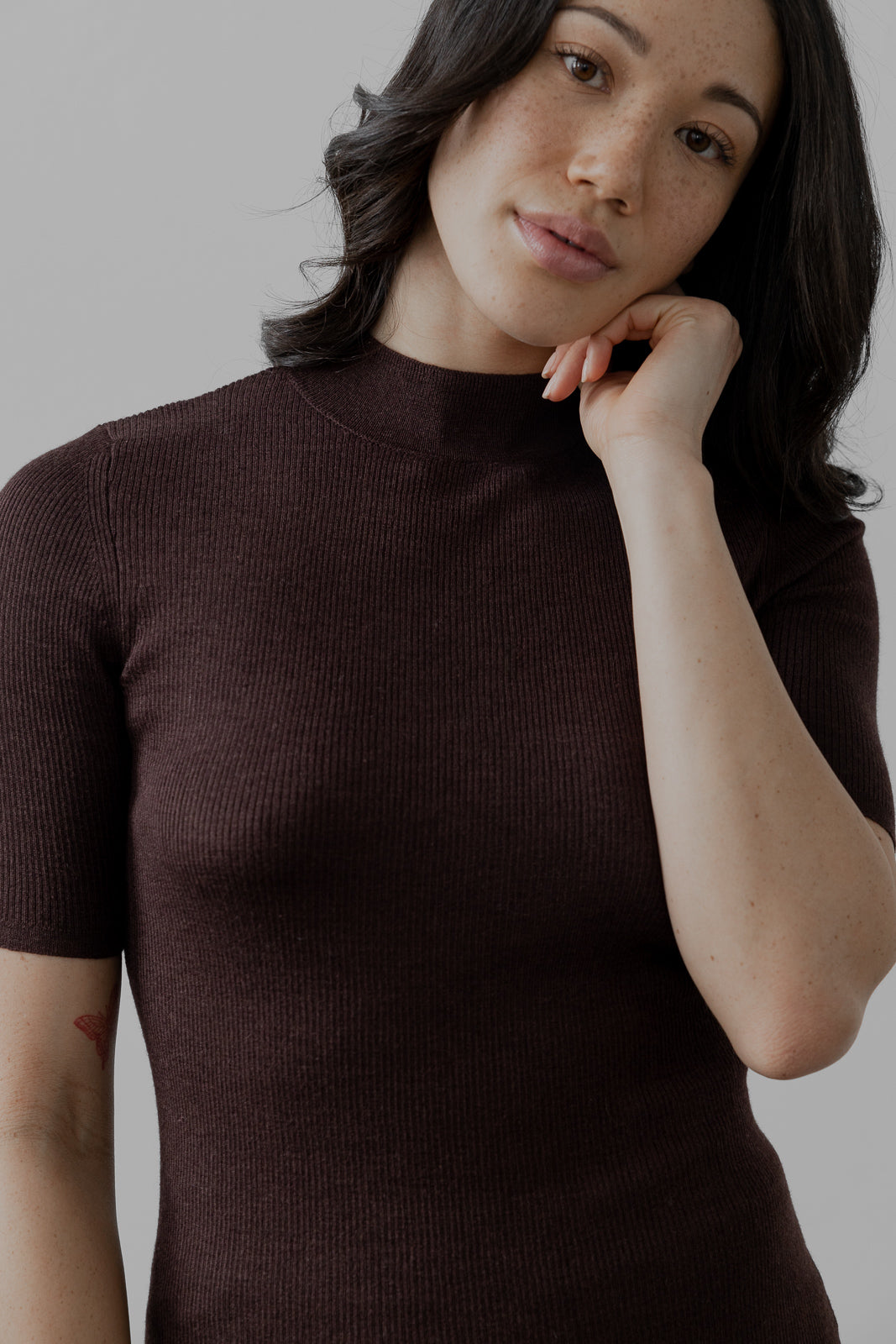 MOCK RIBBED PULLOVER IN ULTRA FINE ALPACA SILK
