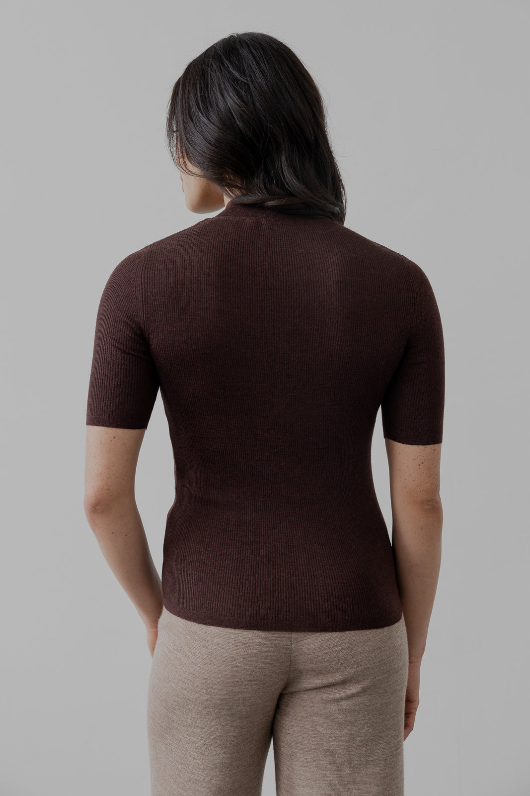 MOCK RIBBED PULLOVER IN ULTRA FINE ALPACA SILK