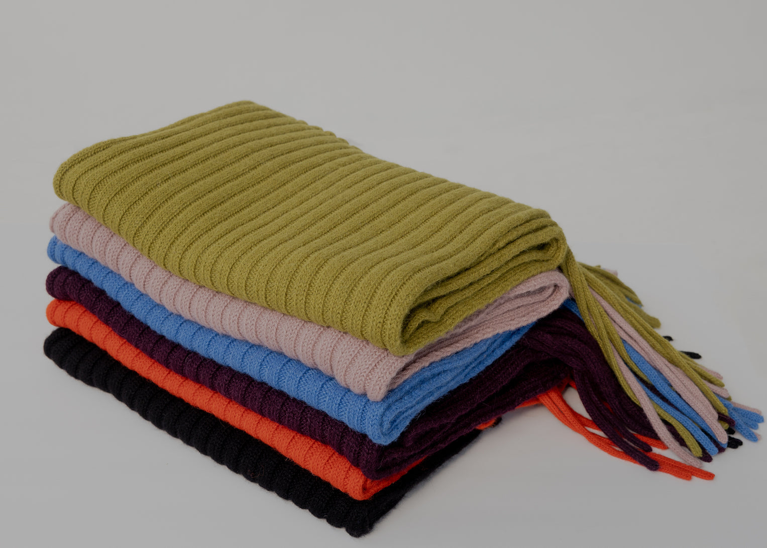 RIBBED BABY ALPACA FRINGE SCARF