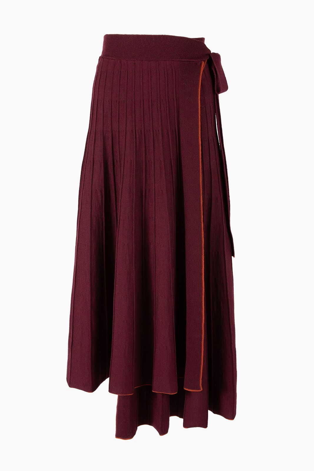 TIDAL WRAP MERINO WOOL SKIRT - BEET