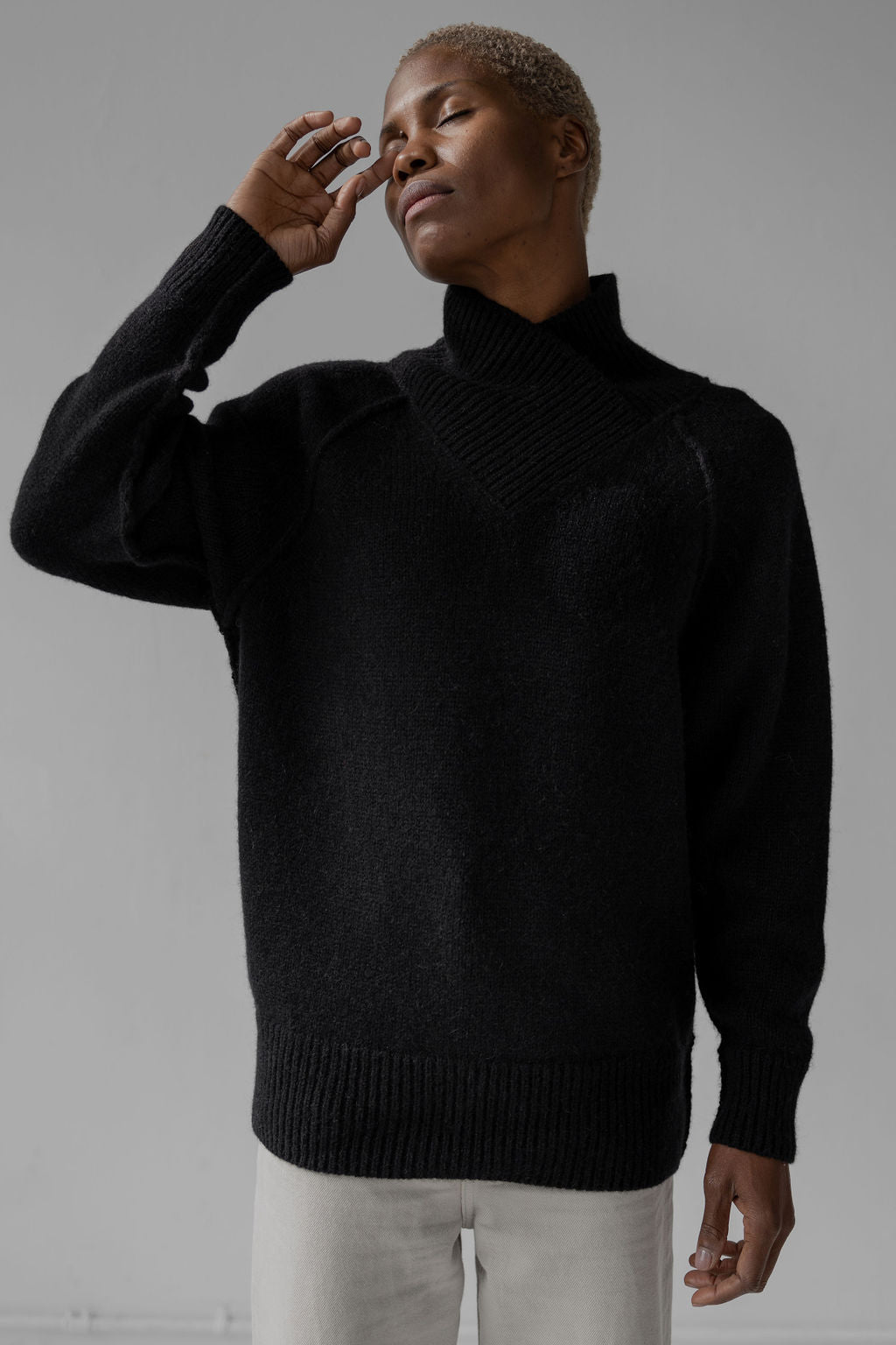 WRAP COLLAR BABY ALPACA PULLOVER