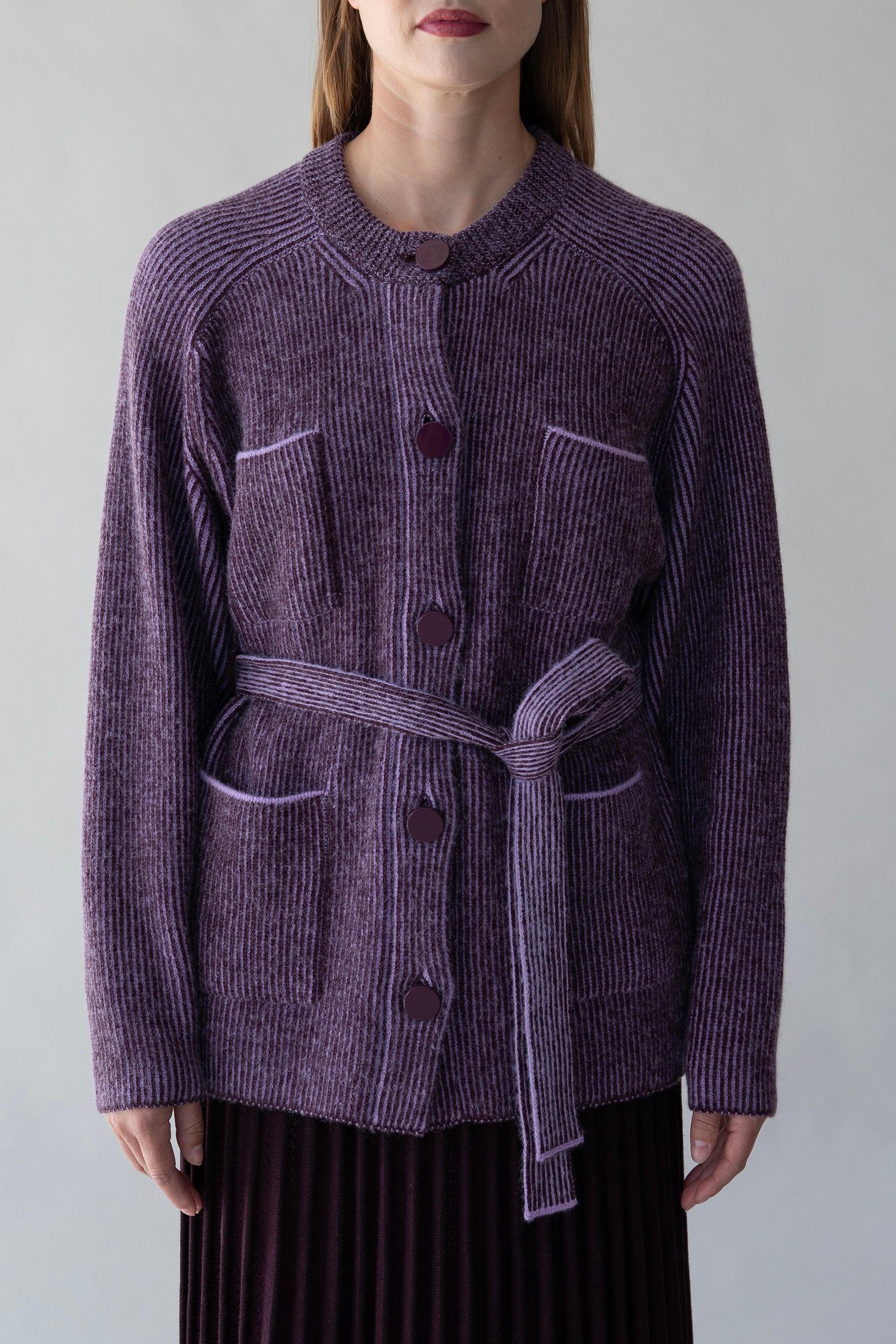 LESSE CARDIGAN - AUBERGINE