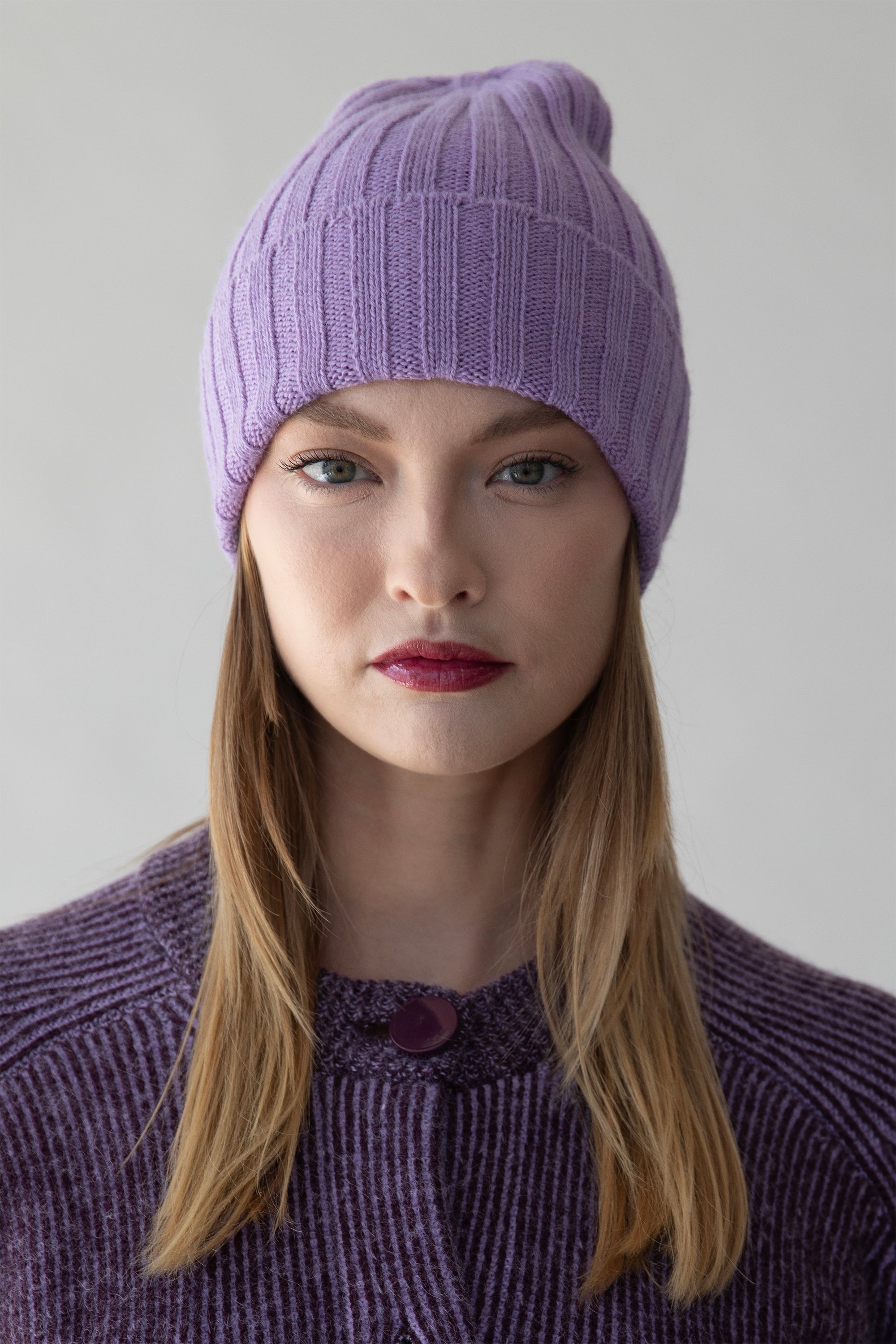 RIBBED BEANIE - IRIS