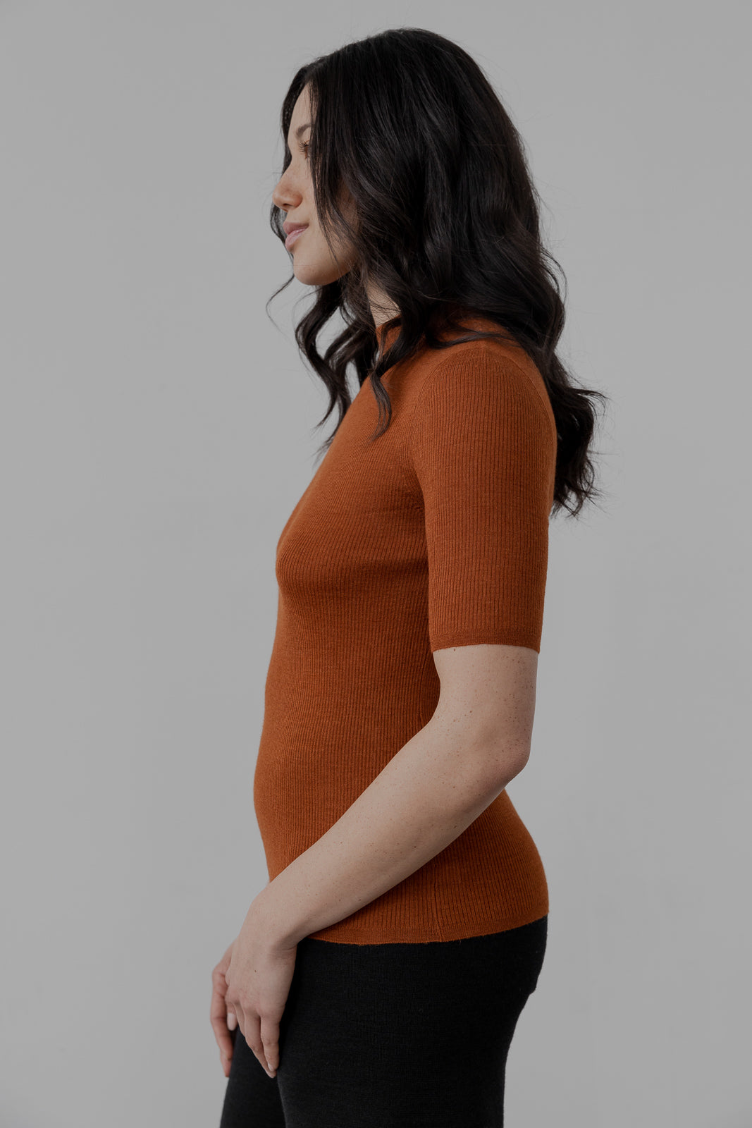 MOCK RIBBED PULLOVER IN ULTRA FINE ALPACA SILK