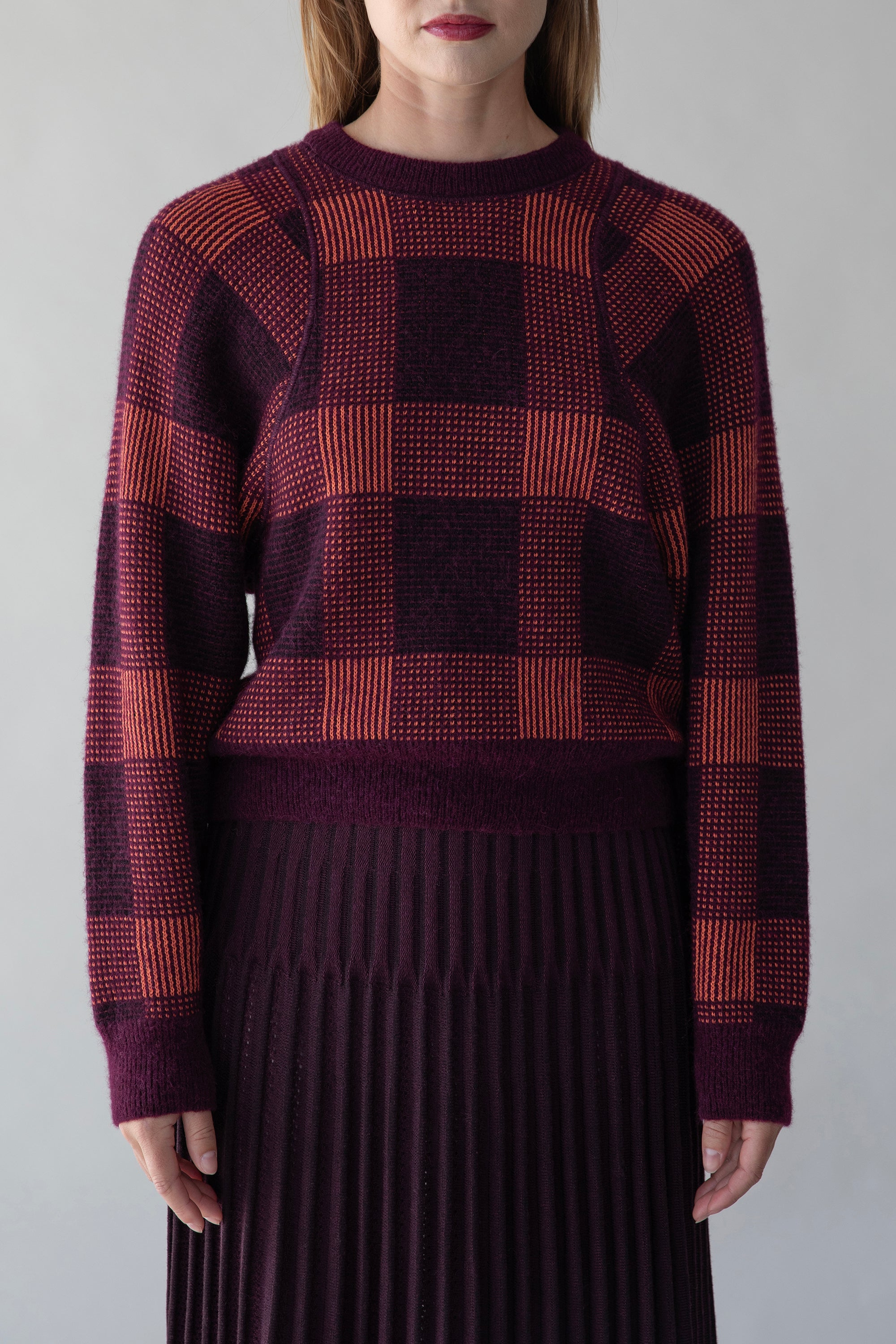 TARTINE PLAID PULLOVER - AUBERGINE MULTI