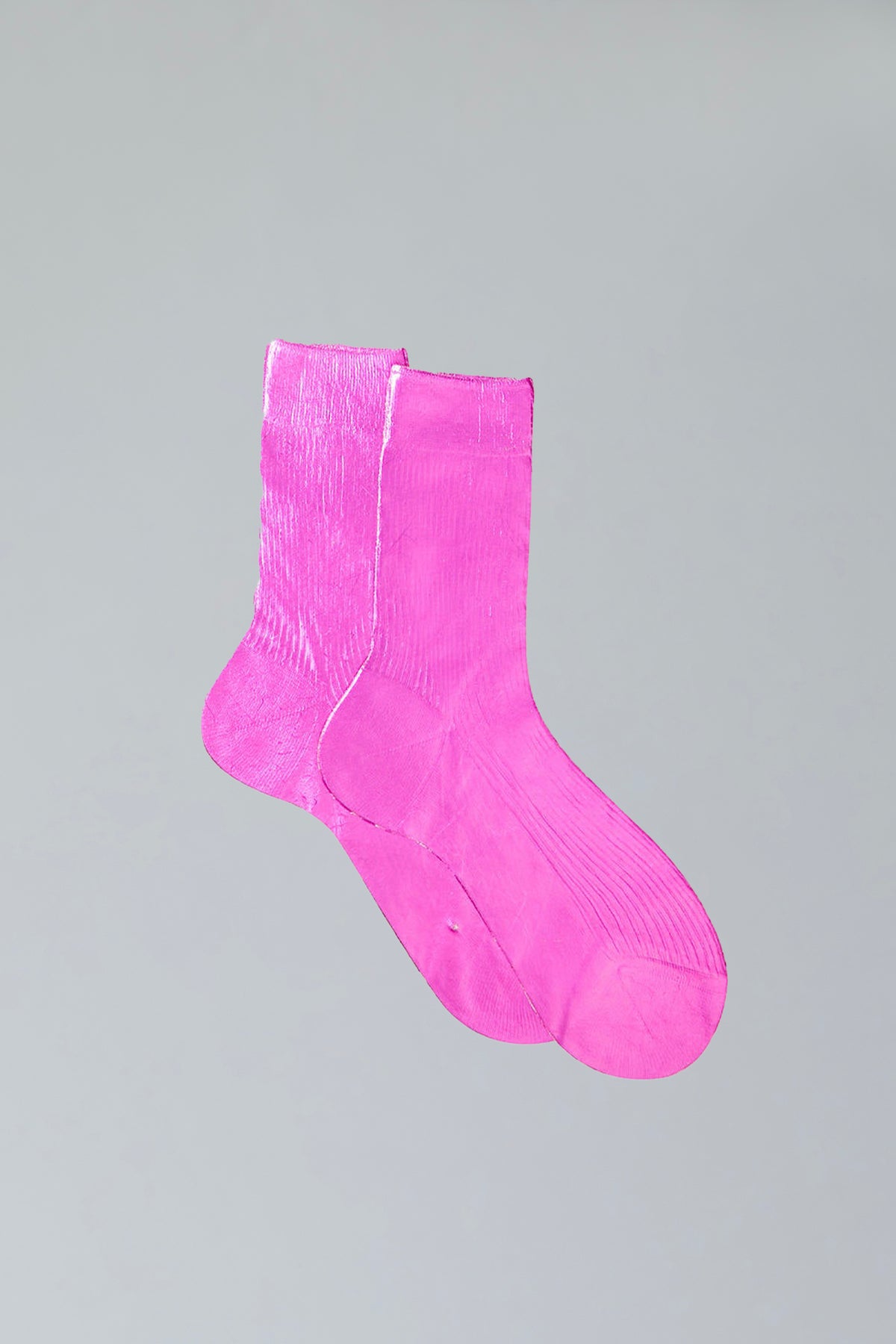 Maria La Rosa Lumine Ribbed Silk Socks – Fuchsia
