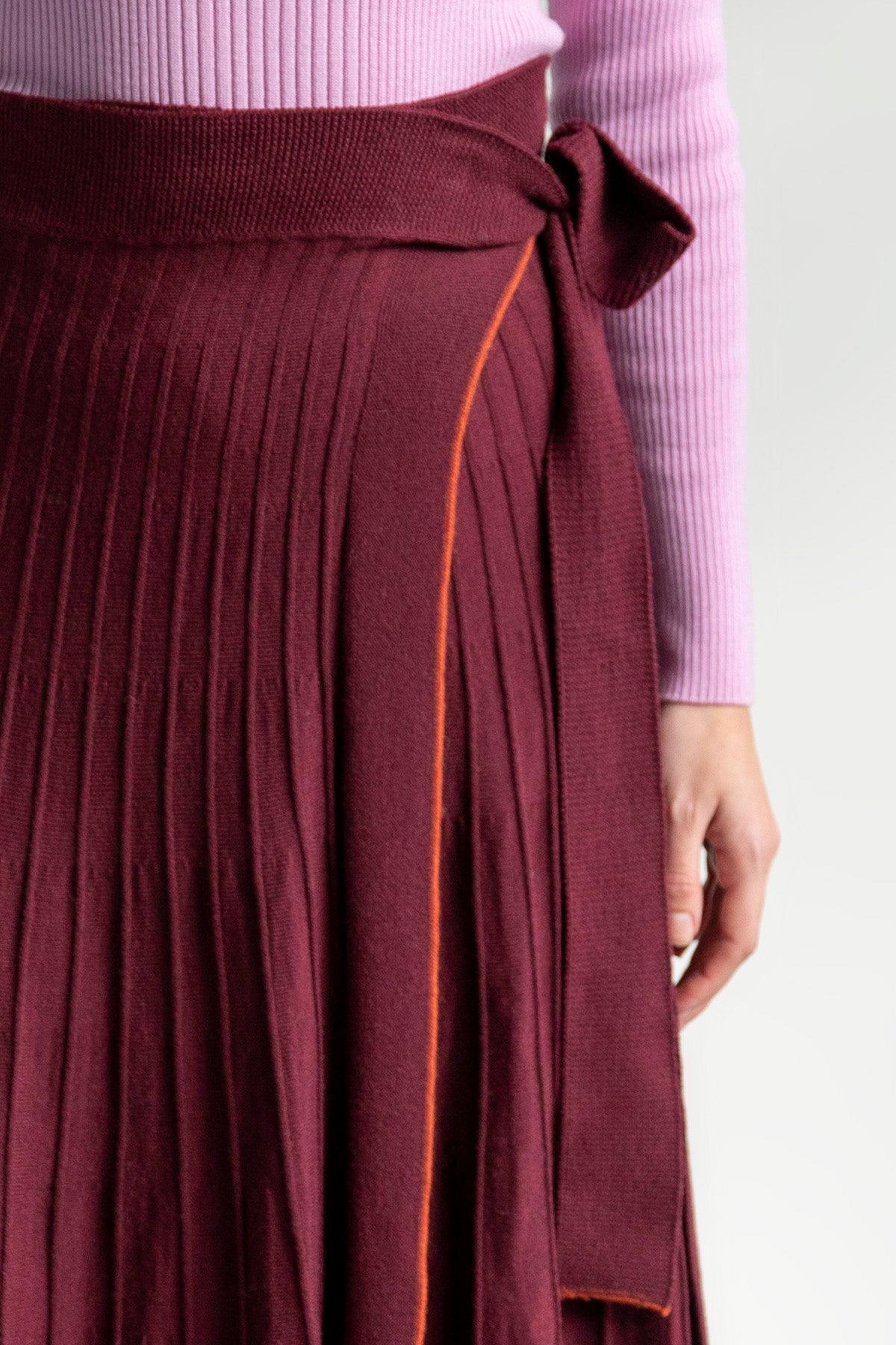 TIDAL WRAP MERINO WOOL SKIRT - BEET