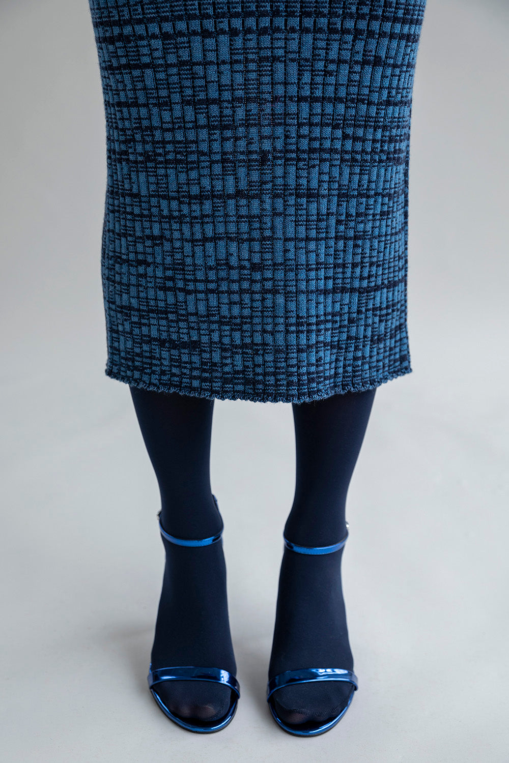 VIRA V NECK DRESS - COBALT MARL