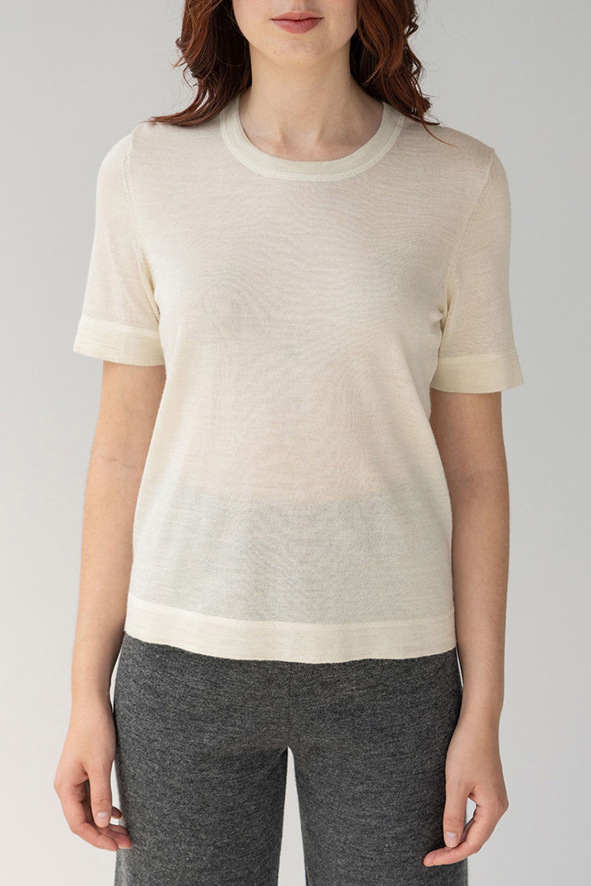 CREW NECK SWEATER TEE - IVORY