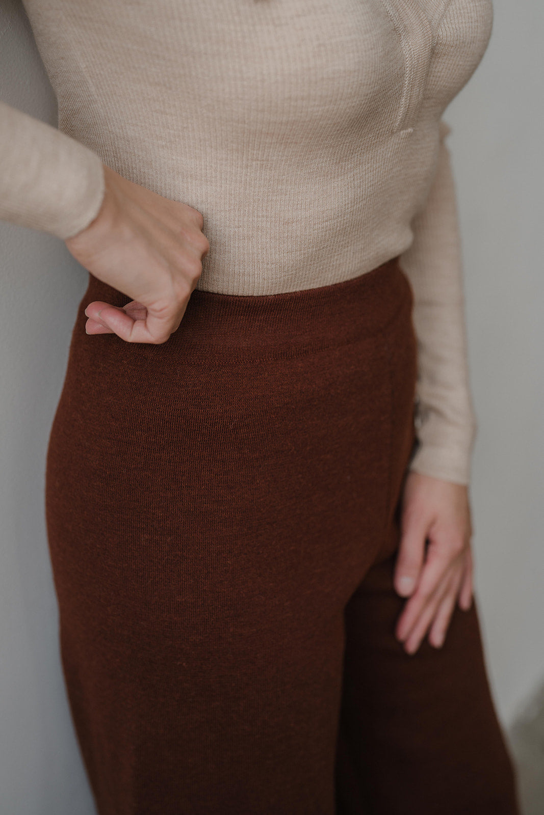 WIDE LEG TROUSERS - UMBER