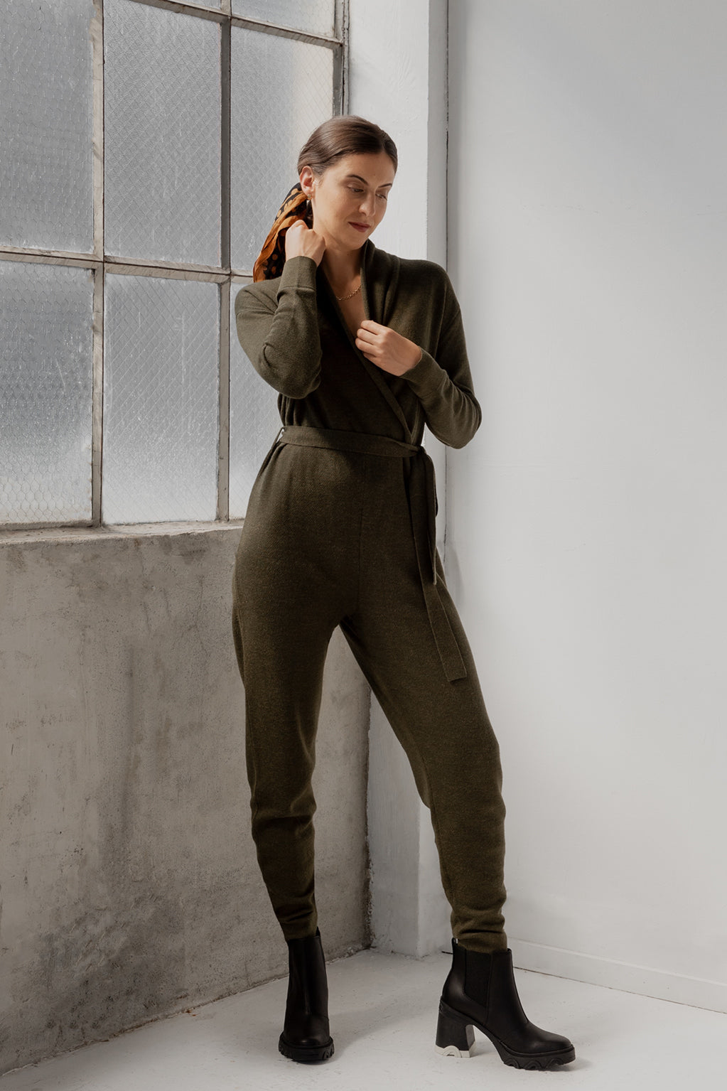 WRAP NECK JUMPSUIT - HUNTER