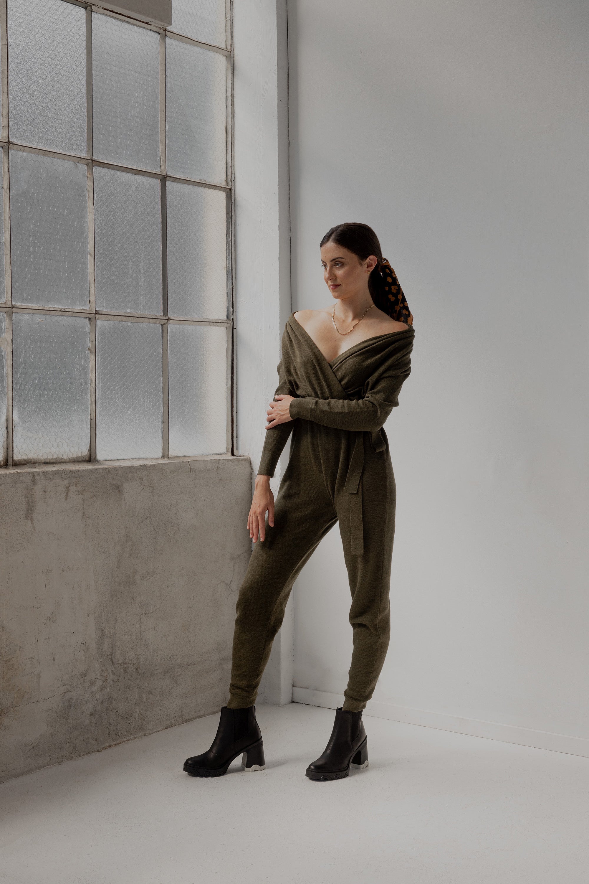 WRAP NECK JUMPSUIT - HUNTER