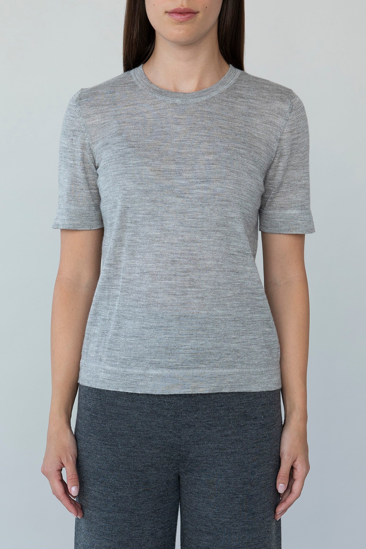 CREW NECK SWEATER TEE - FOG GREY HEATHER