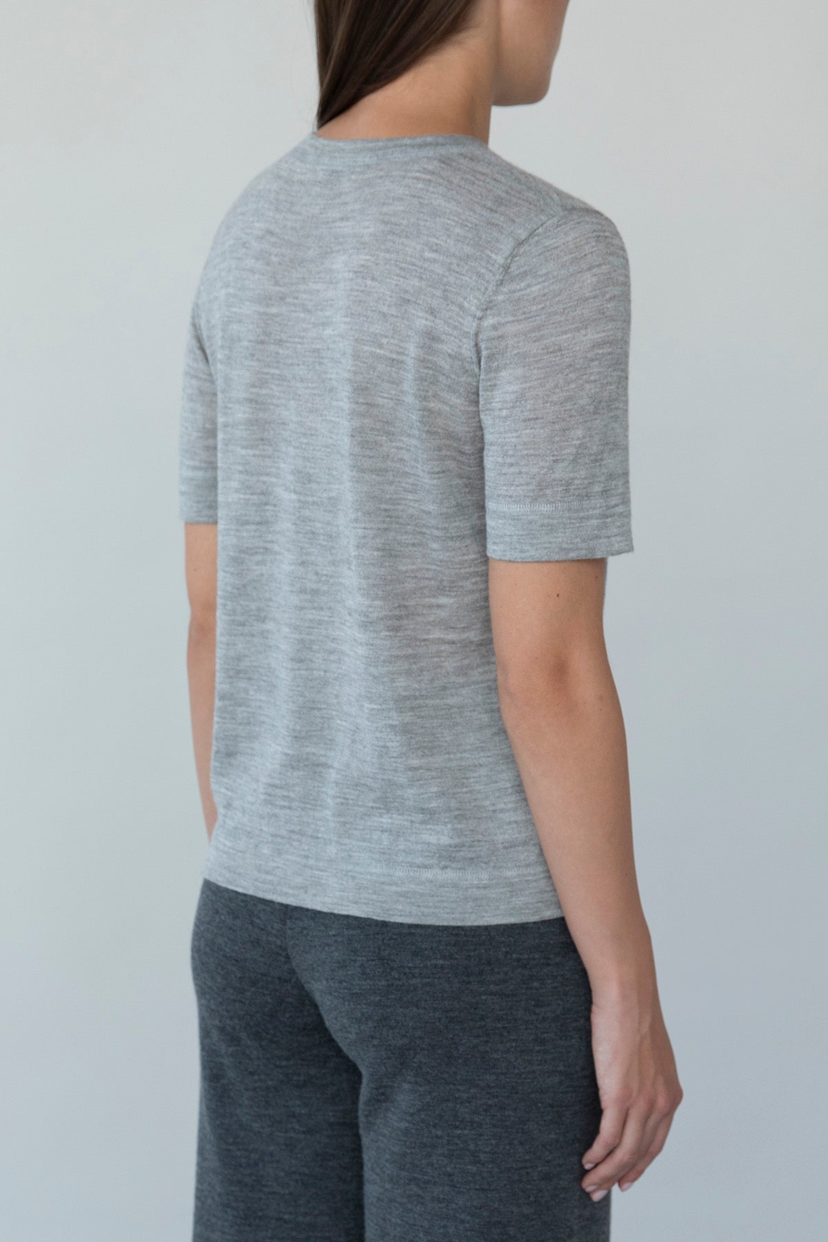 CREW NECK SWEATER TEE - FOG GREY HEATHER