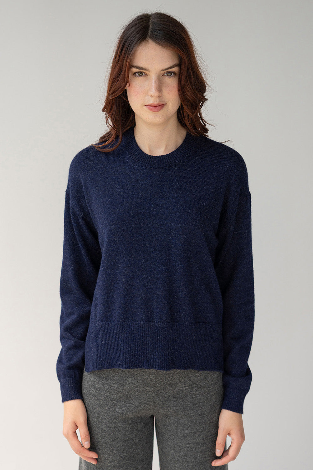 CREW NECK BOXY PULLOVER - NAVY