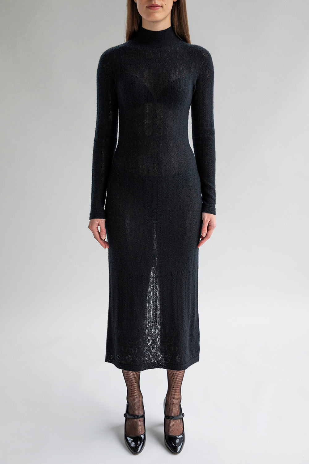 SSKEIN Women's Margot Pointelle Lace Slim Knit Dress