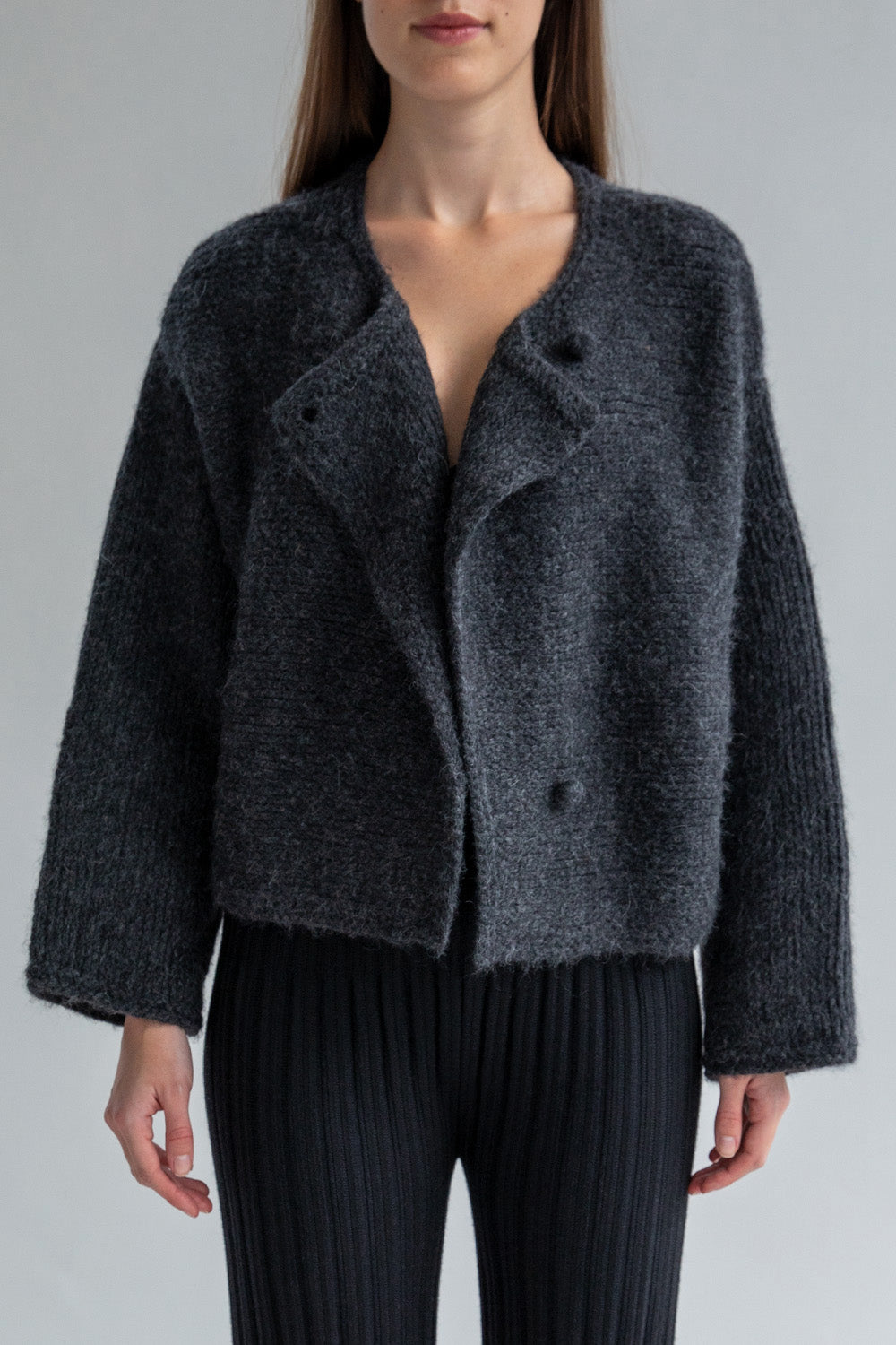 MOMO HANDKNIT CARDIGAN - CHARCOAL