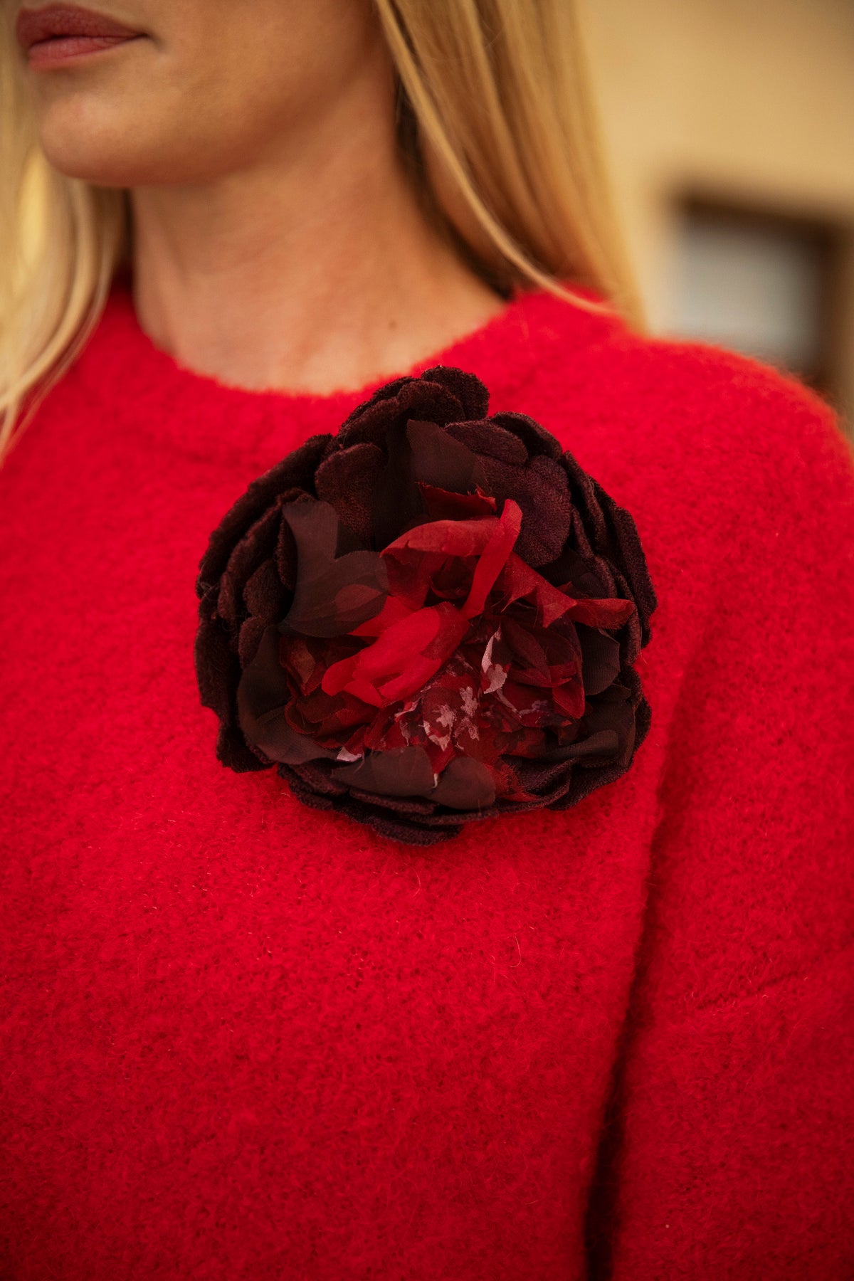 Peonettes Hand-Sculpted Peony Brooch – Burgundy