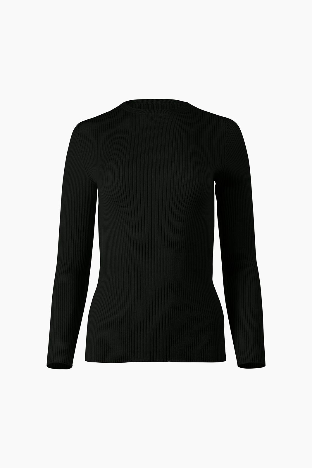 KASS CREW RIBBED PULLOVER - BLACK