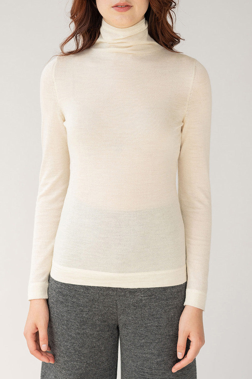 T NECK PULLOVER - IVORY